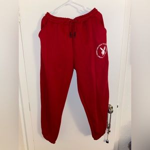 red missguided x playboy sweatpants/joggers
